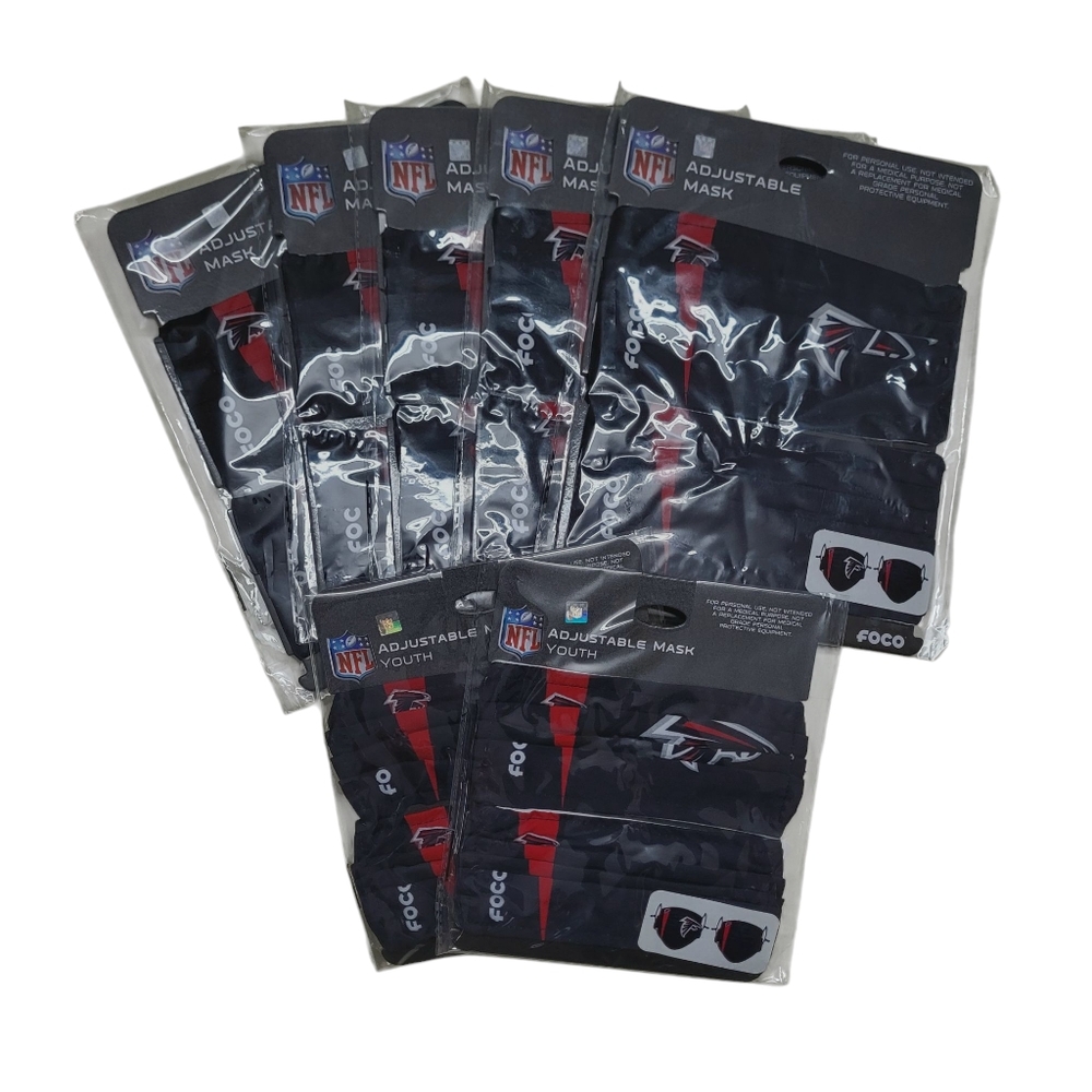 NFL Atlanta Falcons Adjustable Face Masks Lot 5 Adults 2 Youth
